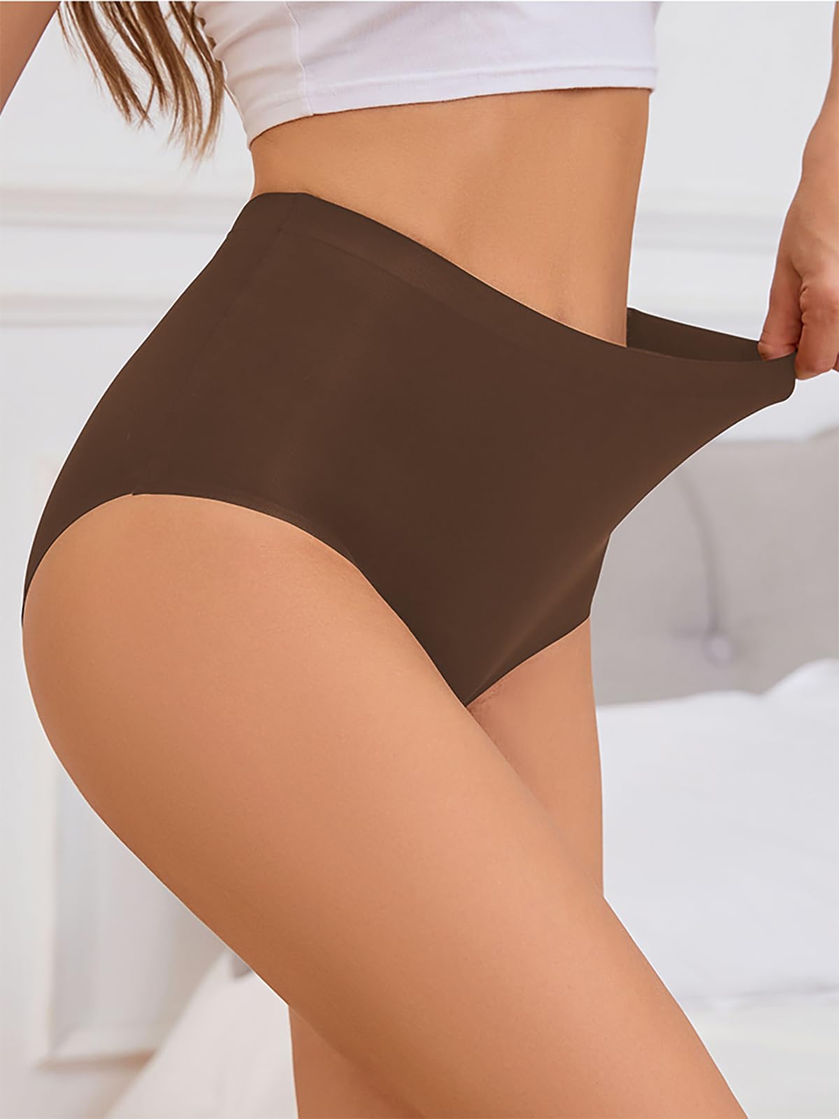 Slip Senza Cuciture da Donna a Vita Alta | Intimo traspirante No Show, mutandine morbide invisibili senza rotolamento, abbigliamento quotidiano