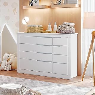 Cômoda Infantil 5 Gavetas com Fraldário Cléo Branco Fosco Carolina Baby