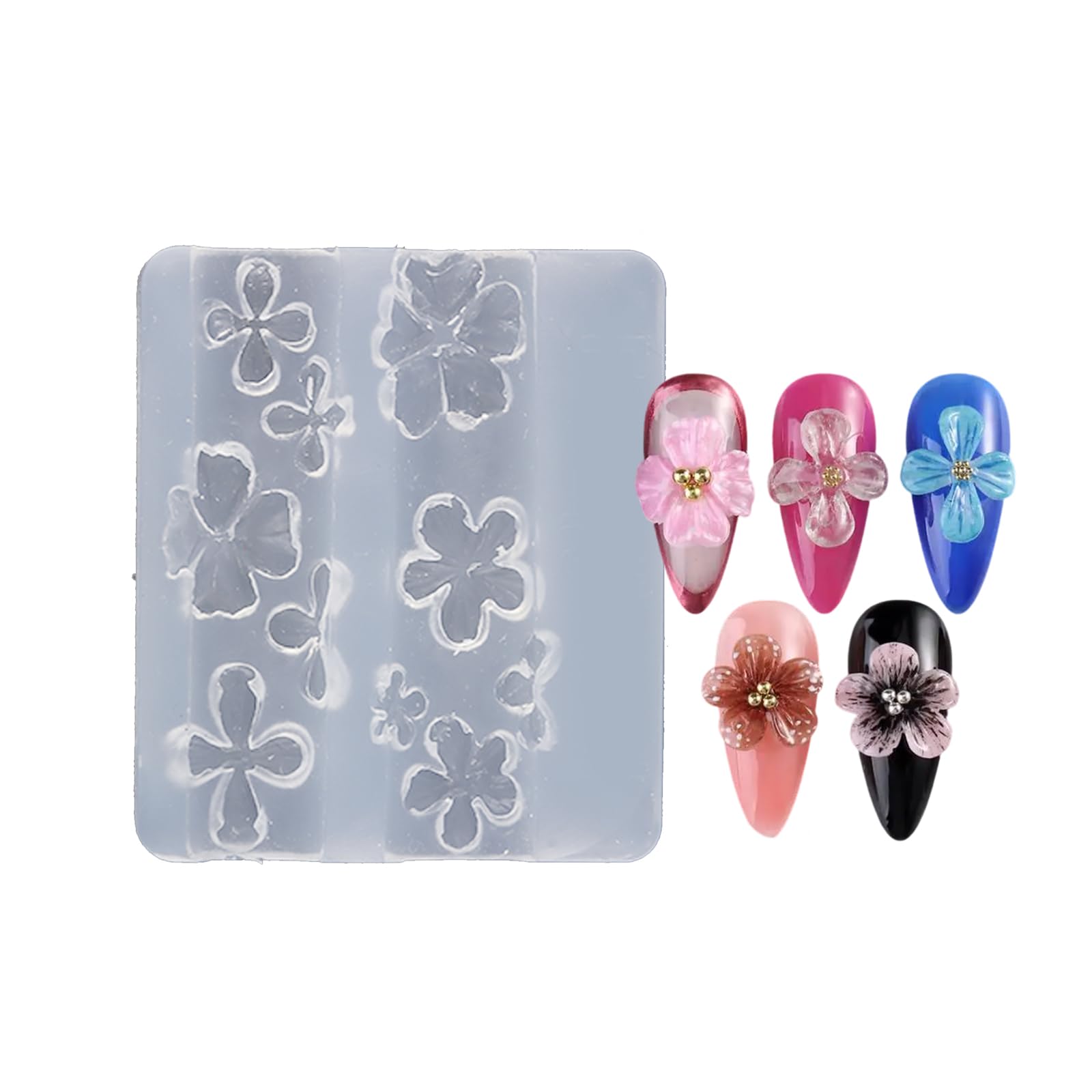 Maxtonser Nails Art Silicone Stamp Mold for Party and Salon Flower Shaped Manicure Mould Embossed Nails Stencils for Women Girls