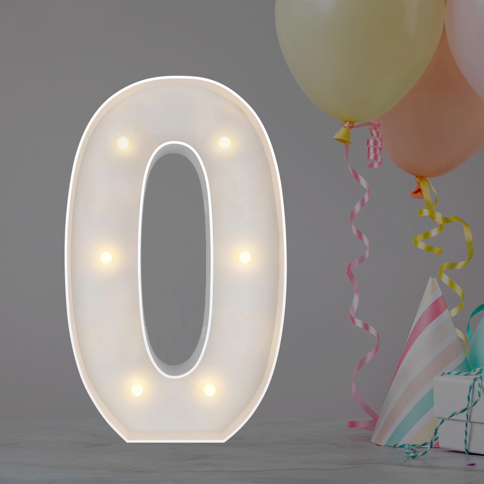 60 cm Festzelt, leuchtende Zahlen 0, Mosaik-Luftballons für Zahlen, Geburtstagsdekorationen für 30., 40., 50., 60., Pappnummern, Jubiläumsdekoration