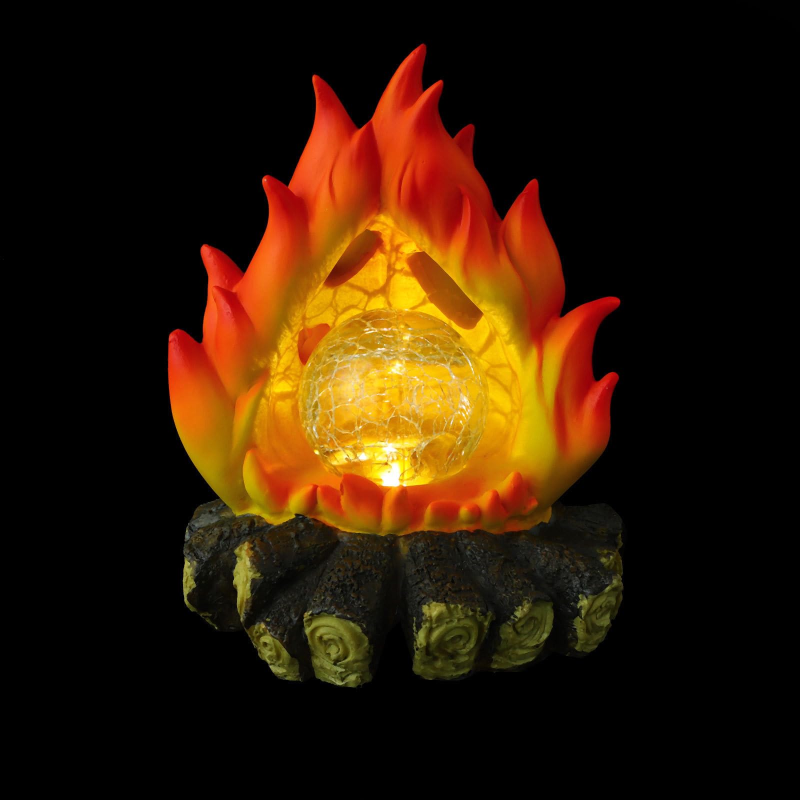 VALICLUD Solarbetriebene Wetterfestem Lampe Flammenlicht Realistischem mit Kunstharz Flammeneffekt Design für Lagerfeuer Dekoration bei Partys und Festen