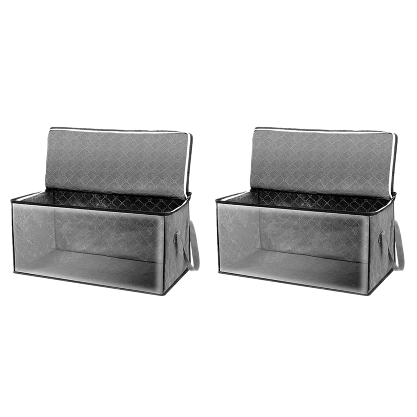 Hndhbfgrt 4PCS Quilt Organizer Box Foldable Portable Closet Stackable Bins Non Woven Clothes Storage Blankets Collecting Case-Gray