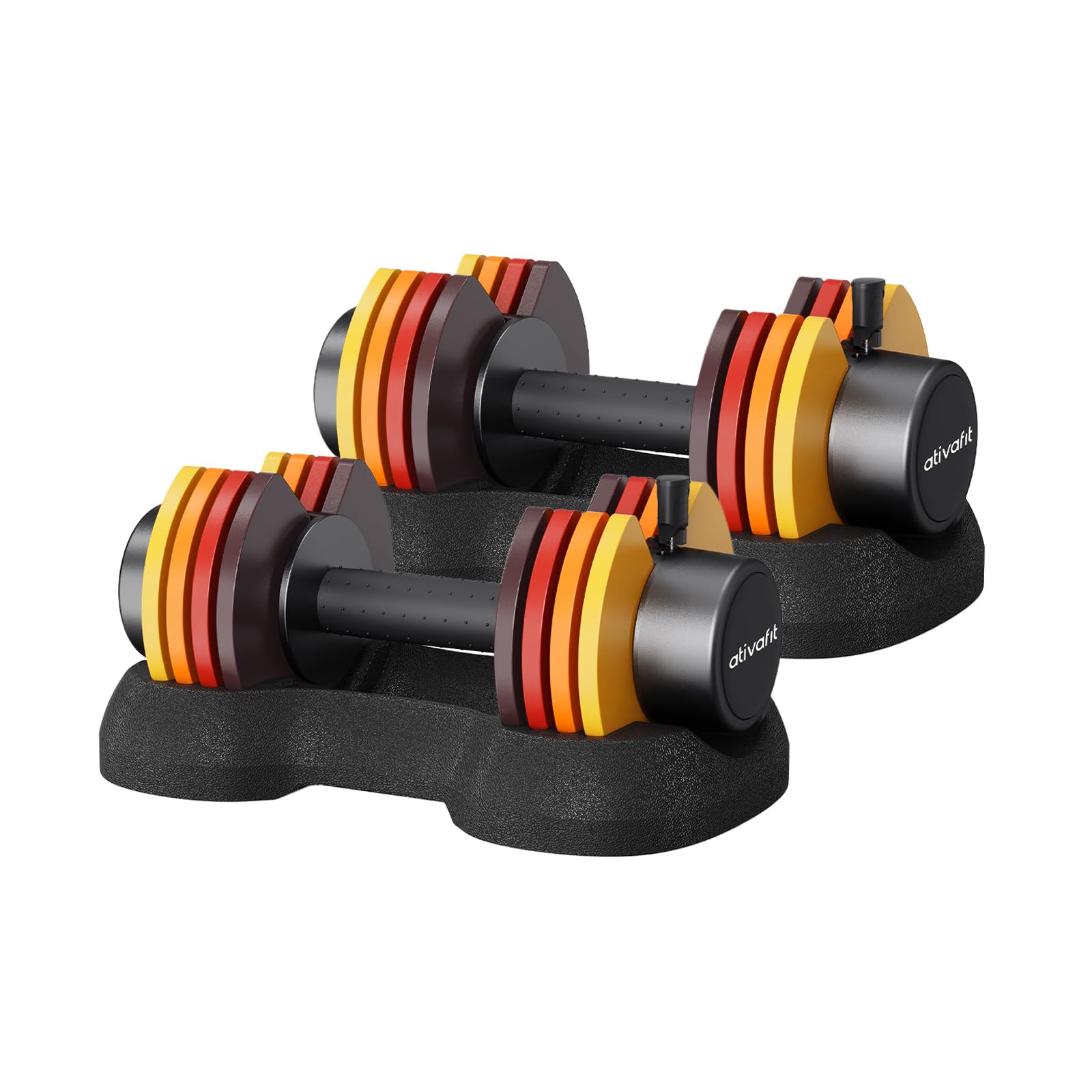 ATIVAFIT Adjustable Dumbbell Set of 2, 5–88LB Quick Dial Free Weights with Double Safety Lock, Anti-Slip Steel Handle & Storage Box, Space Saving Home Gym Equipment for Full Body Strength Training, Suitable for Home Fitness Users