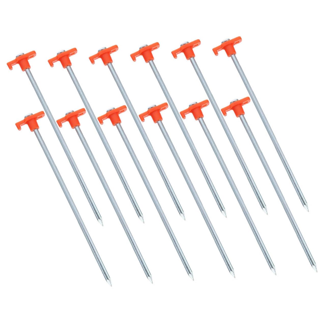 BESPORTBLE 12 Piezas Estacas de Camping de Acero Inoxidable Piquetas Resistentes y Alargadas para Tiendas y Toldos Anclajes Antiviento para Terrenos Arenosos Césped y Rocosos