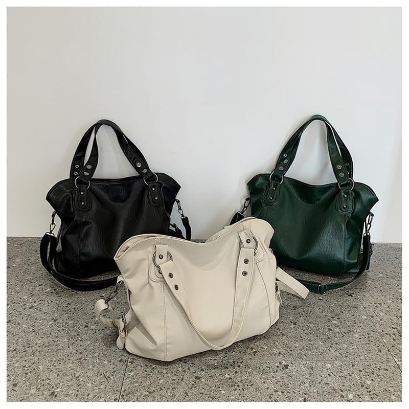 Hobo Handtasche Schultertasche Shopper Henkeltasche Damenhandtasche aus PU-Leder Damen Tasche Hobo Damentasche Umhängetasche Taschen für Frauen Mutter Weiß