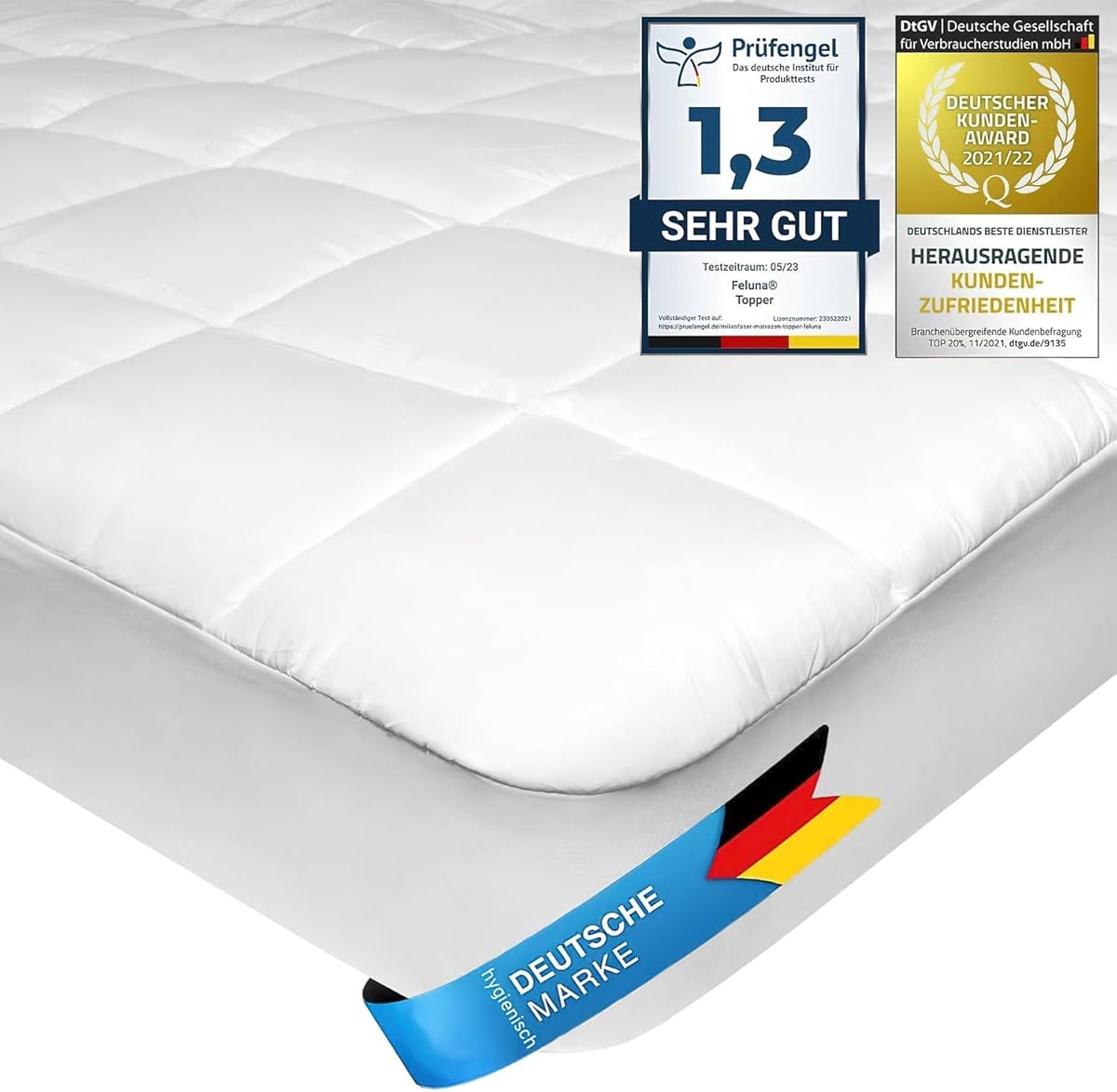 Feluna Mikrofaser Matratzen-Topper gepolsterter Matratzen-Auflage - Matratzenschoner Unterbett Microfaser-Polyester-Schoner mit Soft-Touch; 140 x 200 cm