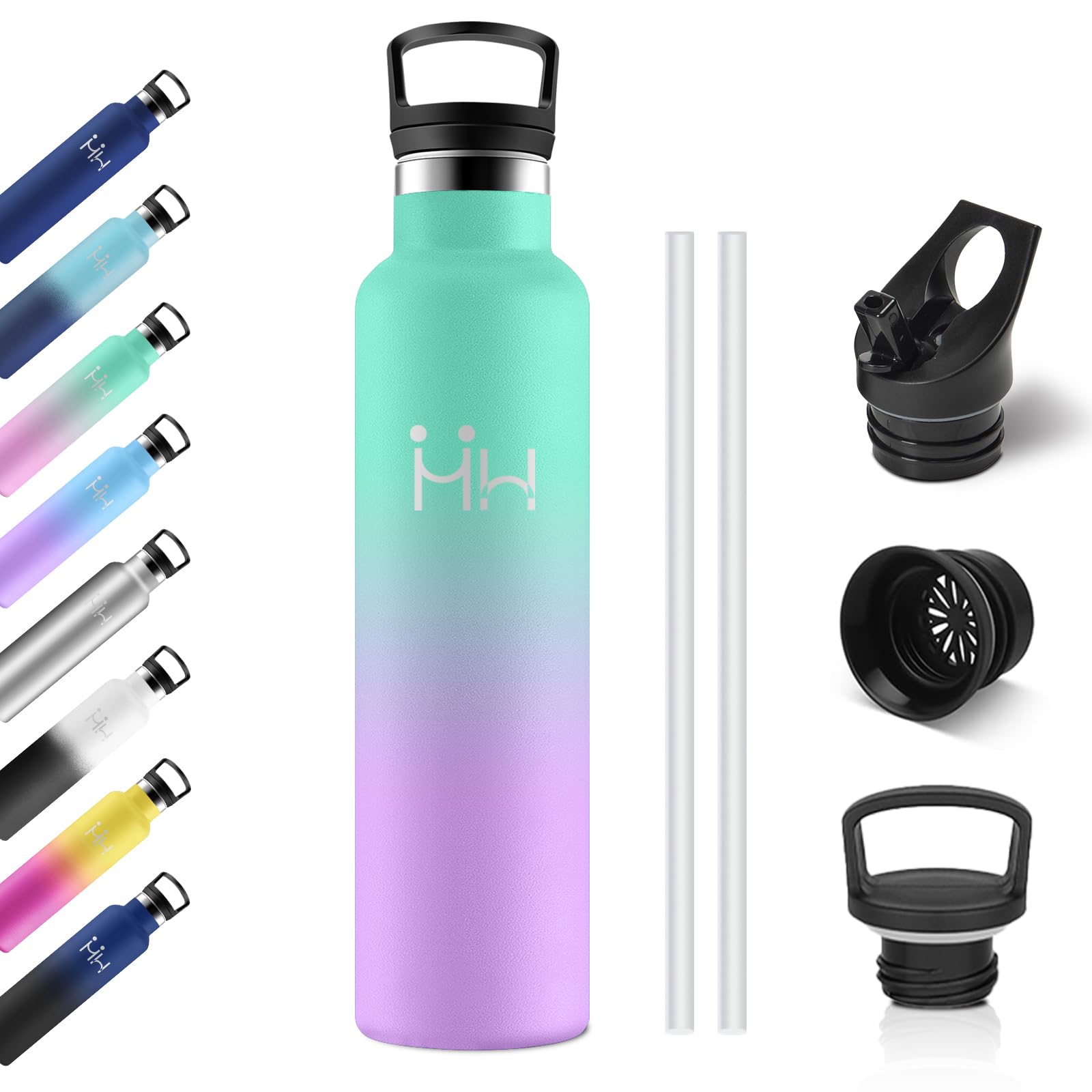 1L Thermal Water Bottle, Drinking Bottle with Straw, Reusable Thermal Bottle, Leak Proof, Double Wall Insulation, BPA Free, Thermos for Adult, Camping, Cycling, Work, Travel