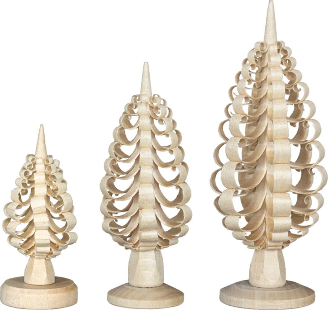 Rudolphs Schatzkiste Chipboard Tree Set Made of Natural Wood in 3 Sizes Height 6.8 and 10 cm New Decorative Tree Wooden Tree Chip Tree Set Fan Cut Nativity Tree Christmas Miniature