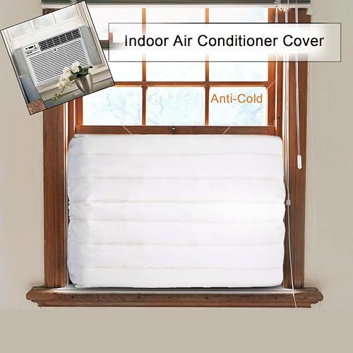 Miniatura 2 de Ventana de cubierta de aire acondicionado interior con cordón elástico doble aislamiento para unidad de pared (blanco)