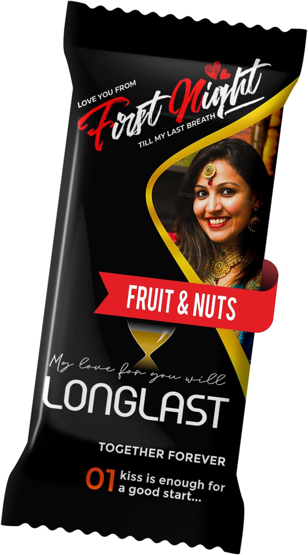 Katha Chocolates First Night Gift, Wedding Night Present, For Husband, For Wife Personalized Chocolate Large Bar (100g Bar) (Fruit & Nuts)