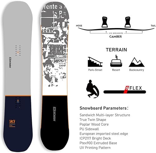 Miniatura 2 de XCMAN Paquete completo de snowboard para hombre The Lost Era Premium + 360 fijaciones + botas todo terreno para principiantes