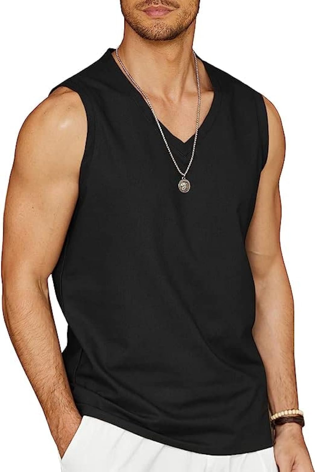 Men's Workout Gym Sleeveless Tank Tops V-Neck T-Shirt Muscle Fitness Running Sports Beach Tee Shirts