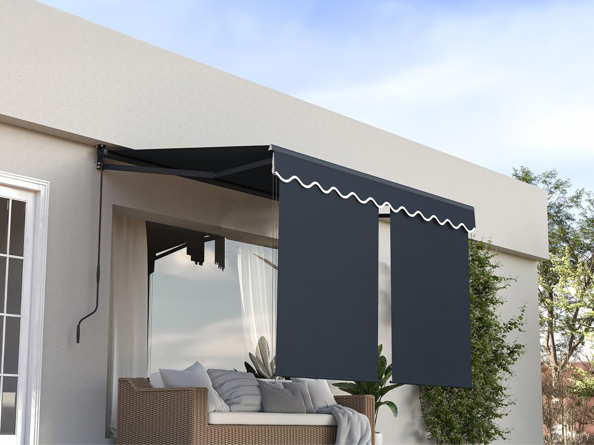 Store banne avec Lambrequin en Aluminium 2 x 3 m Shadow - Gris Anthracite
