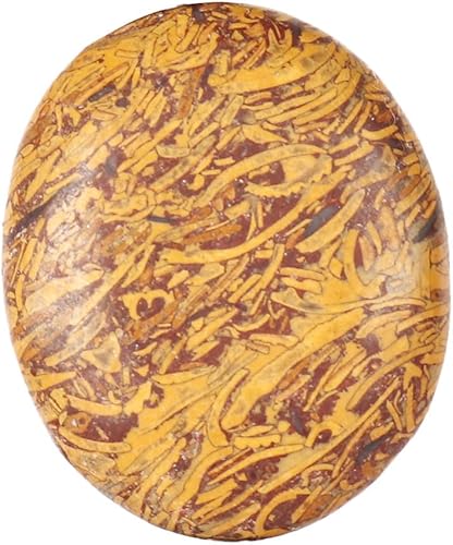 GEMHUB 31.15 CT. Piedra preciosa suelta de cabuján ovalada de jaspe mokaita natural marrón amarillo para masaje spa piedra energética