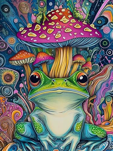 VAIIEYO 5D DIY Diamond Art Kits for Adults Frog, Diamond Painting Animal, Paint by Numbers Full Drill Round Rhinestone Craft Canvas for Home Wall Decor Gift 12x16 inch-45