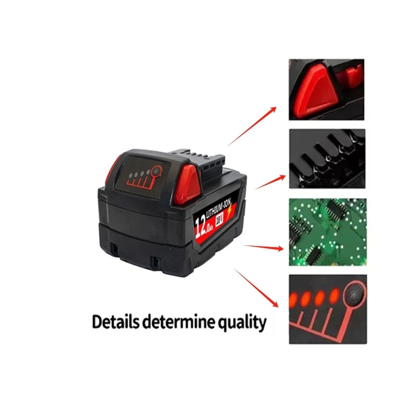 Batteria sostitutiva agli ioni di litio M18 XC 18 V 6,0 Ah/9,0 Ah/12,0 Ah | Compatibile con Milwaukee Caricabatterie M18B5 48-11-1815 2604-20 48-11-1850(1pcs 9.0Ah charger)