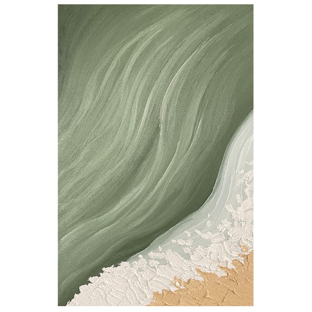 Pintado A Mano De Pintura Al Óleo, Paisaje De Playa Verde Abstracto, Pinturas Al Óleo Pintadas A Mano Modernas, Textura Gruesa, Ilustraciones Originales, Lienzo, Arte De Pared, Cuchillo, Mural Par