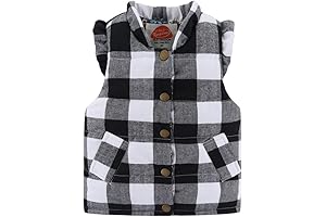Girls Floral Buffalo Plaid Vest