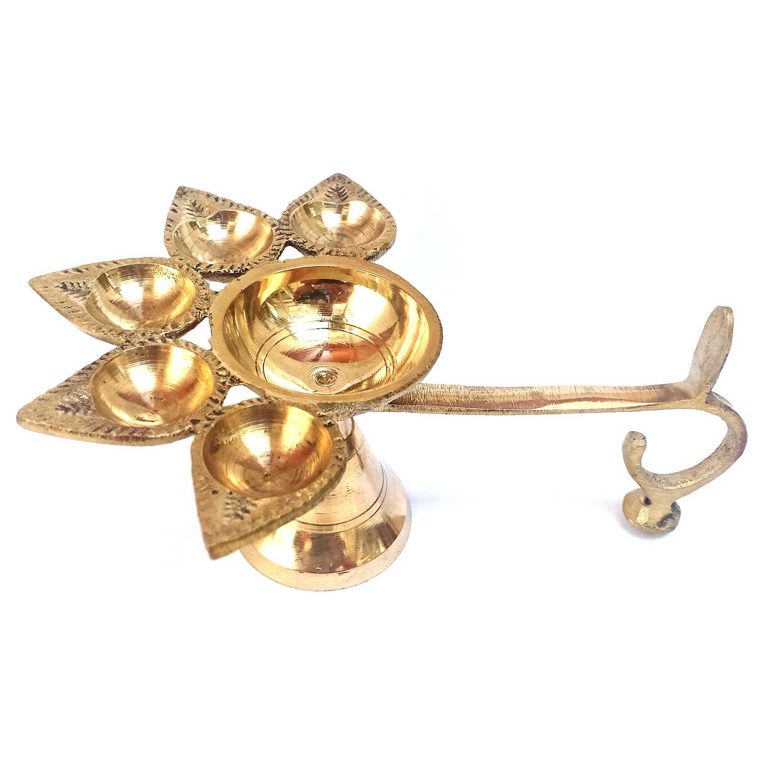 Brass Panch Aarti Diya for Home or Office | Brass Arti Diya | Brass Oil Diya | Oil Lamp | Jyot Diya | Brass Diya for Pooja