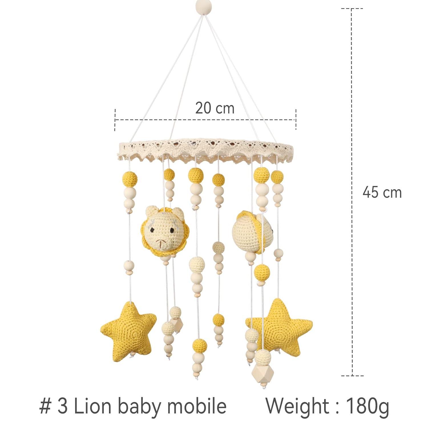 Baby Mobile for Crib Boy - Lion Baby Crib Mobile - Boho Crib Mobile - Crib Mobile for Boys - Baby Mobile for Bassinet, Pack n Play
