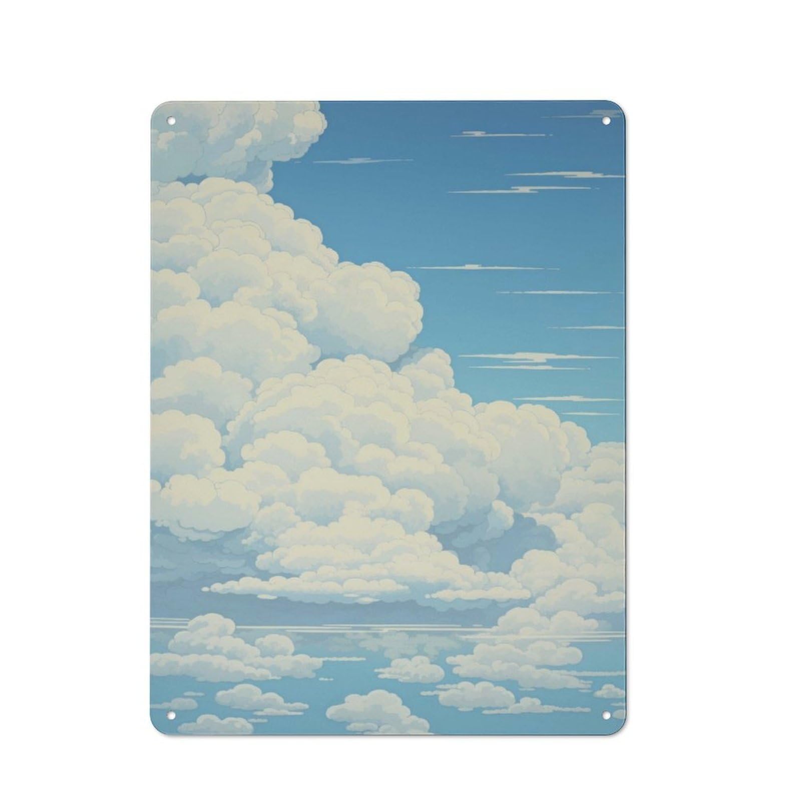 Junmoney Cloud Japanese Painting Metal Wall Sign 40X30cm Featuring For Living Room Wall, A Decorative Gift For A Newly Furnished Living Room