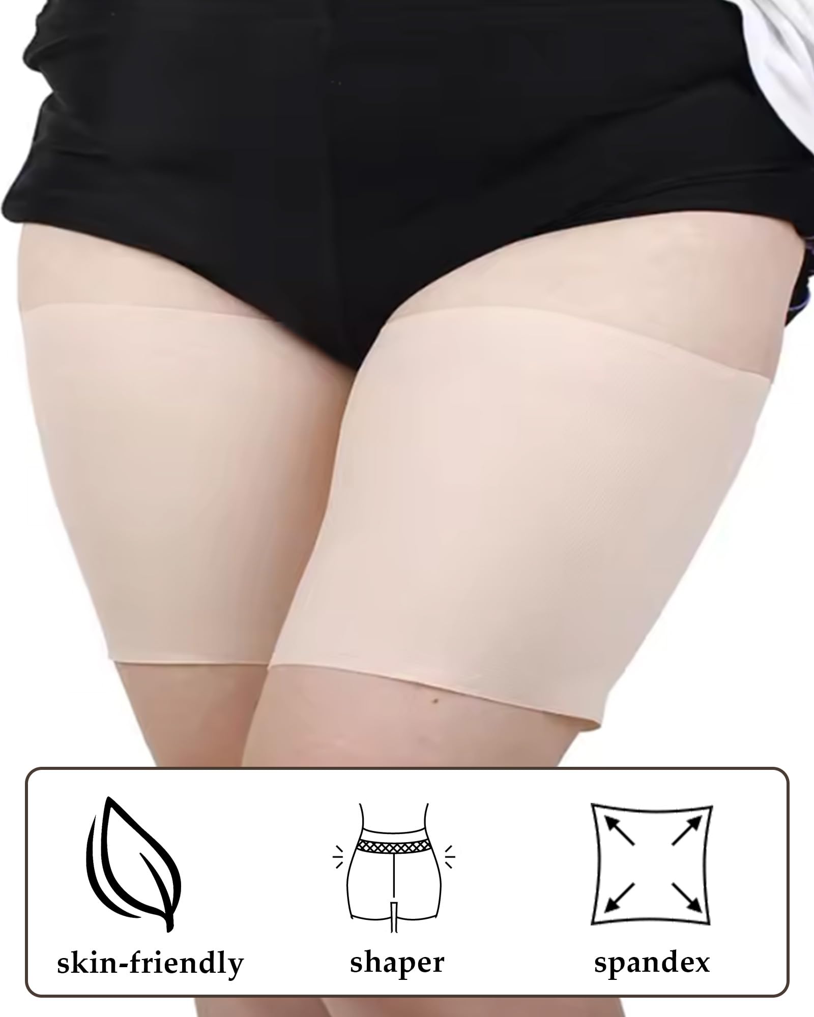Antirozaduras Muslos, Bandas Elásticas Antirozaduras para Muslos, Bandas Antirozaduras Lisas, Bandas Antirozaduras para el Muslo, Encaje con Forro Protector de Silicona Antideslizant, 62-70 cm