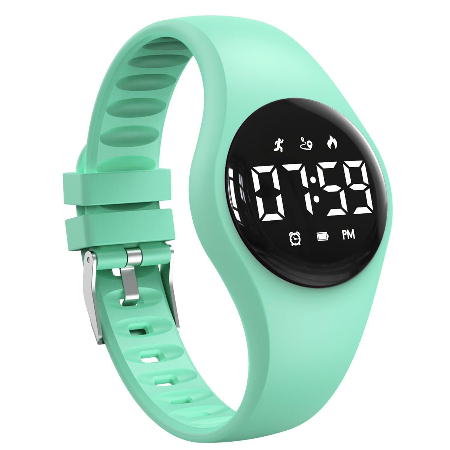 Kids Fitness Tracker Watch with LED Display, Water Resistant Step Counter Watch, Digital Wristwatch, Pedometer, Alarm Clock & Calendar for Boys Girls teens (Green)