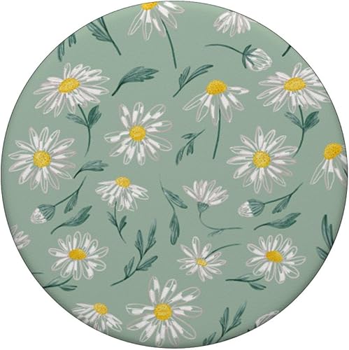 Miniatura 3 de PopSockets con diseño de flores verdes salvia, margaritas pastel y diseño estético