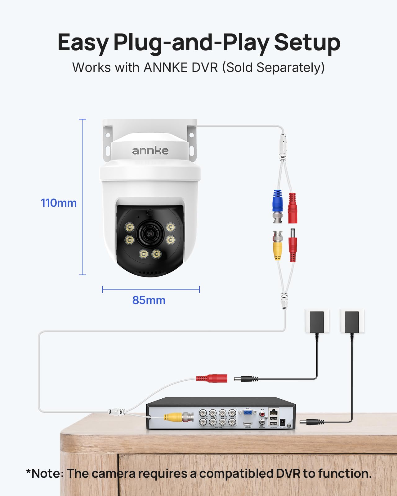 ANNKE 3K Kit Telecamere Videosorveglianza Cablate per Esterni,2X 3K PTZ Telecamere con Audio, 5MP Lite DVR 8 Canali con Rilevamento IA di Persone/Veicoli e Hard Disk 1TB, Registrazione 24/7