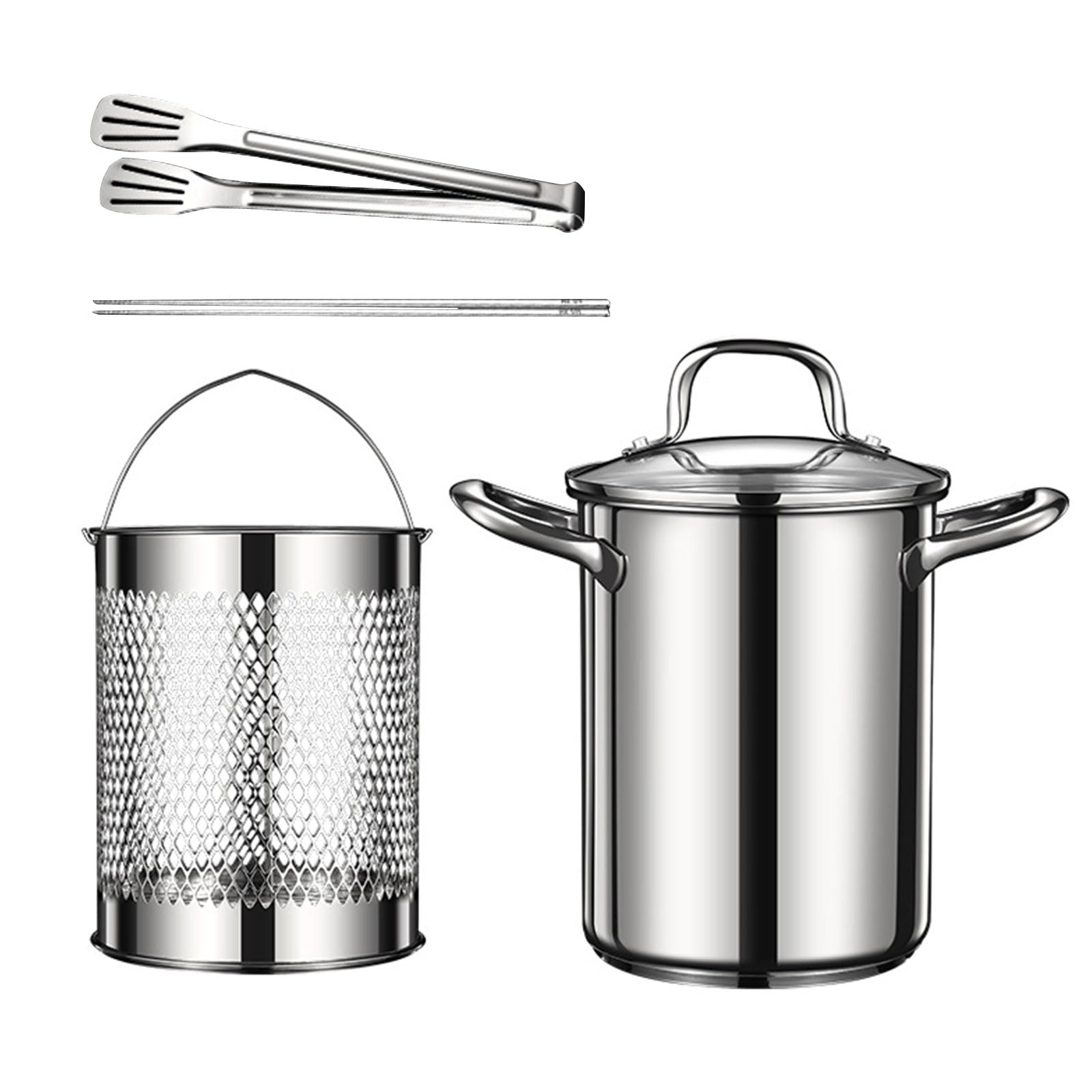 carotoe Essential Kitchen Tool Cooking Pots Essential Kitchen Tool Practical Pots with Basket Lid and Tongs Practical with Basket Lid and Tongs