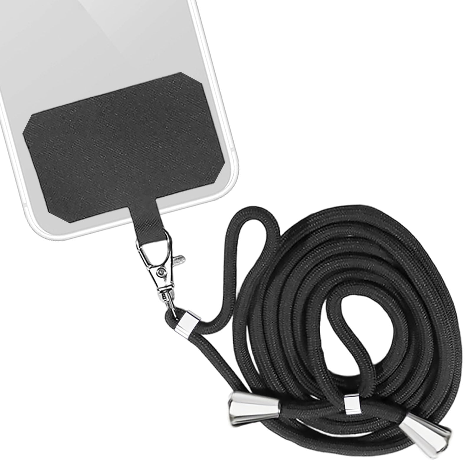 Cerctla Unisex Black Adjustable Phone Lanyard Neck Strap, Crossbody Phone Lanyard With Secure Patch Holder, Lanyards Mobile Phones Neck Strap Compatible With Most Smartphones,