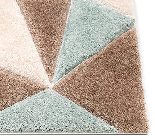 Image of Urban Modern Decor Features 3x5 Feet Modern Soft Shaggy Carpet Thick, Fluffy & 2 inch Pile Shag Rug for Your Kids Room, Bedroom & Livingroom(3x5 feet, Ivory & SkyBlue Tri)