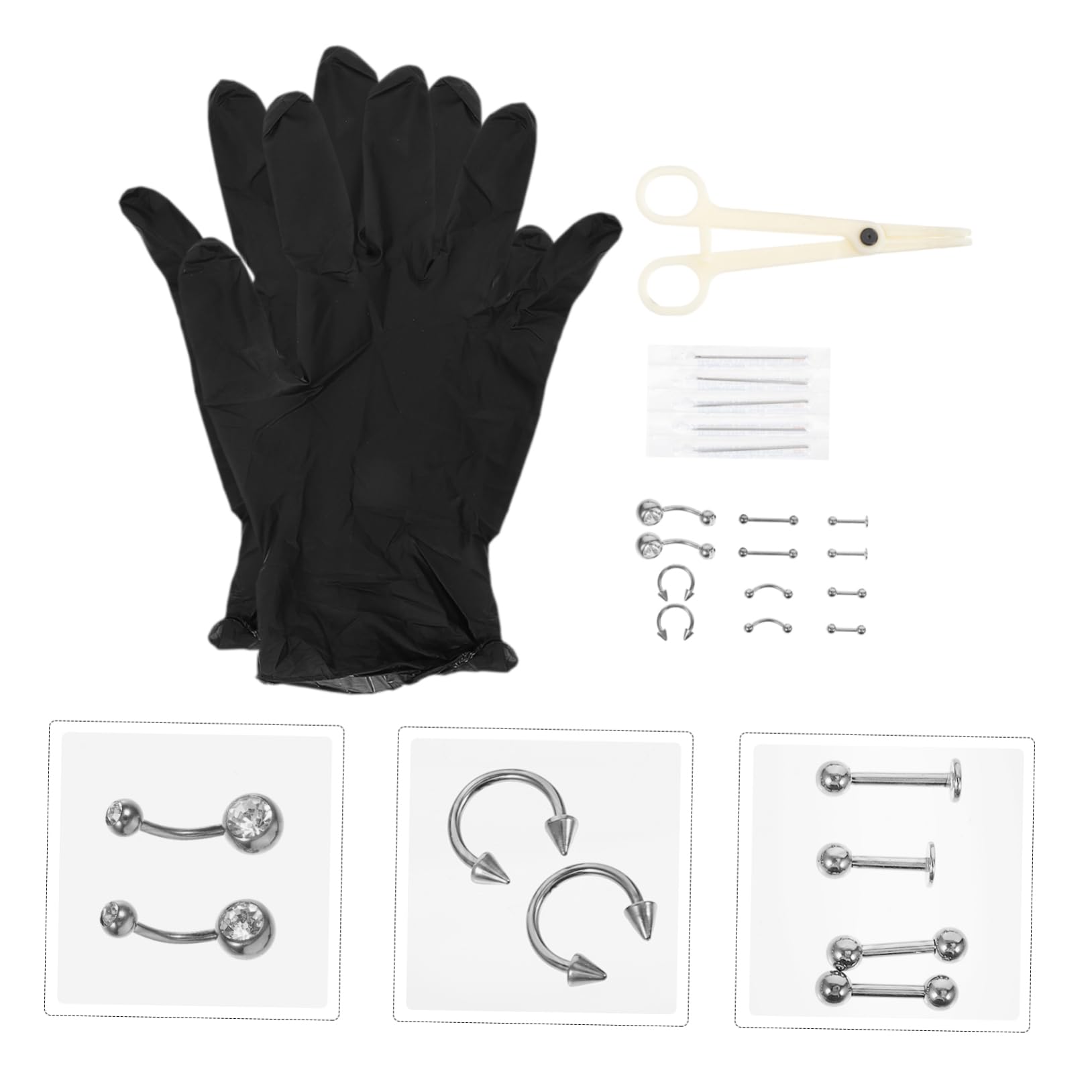 Healeved 5juegos Anillos y De Inoxidable Para Piercing De Nariz Labios y Orejas Kit De Joyería Corporal Hipoalergénico y Delicado Para Uso Diario