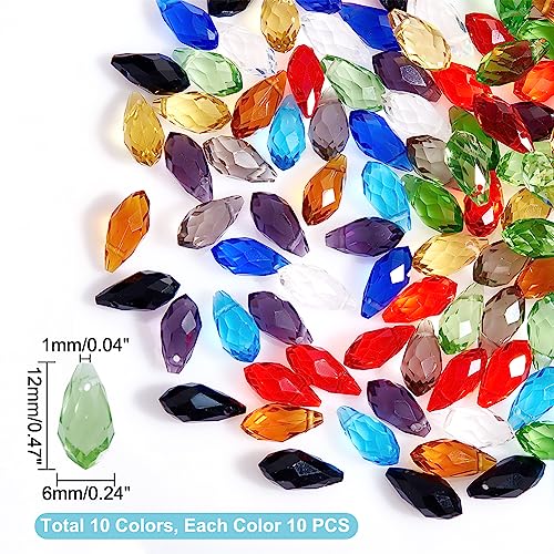 AHANDMAKER 100 Pcs Faceted Teardrop Glass Beads - Image 2