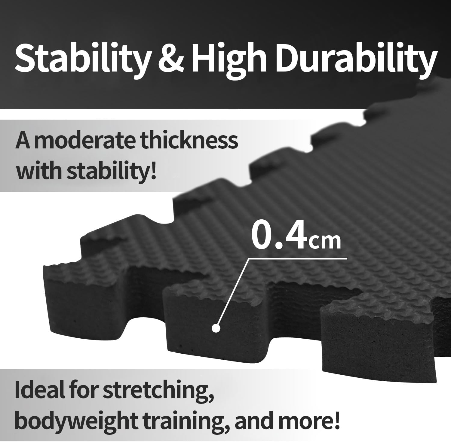 BODYTECH Interlocking EVA Soft Foam & Rubber Floor Mats 18"x18"x1/2", 32 Tiles(72 sqft), Black - Ideal for Home Gym, Kids Playroom, Workout & Pool | Shock - Absorbent, Waterproof