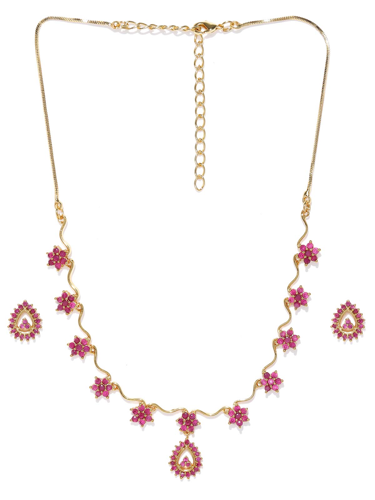 ZAVERI PEARLS Ruby Color Stones Studded Necklace Set For Women-ZPFK8981 (B07XDB8CQD) Amazon Price History, Amazon Price Tracker