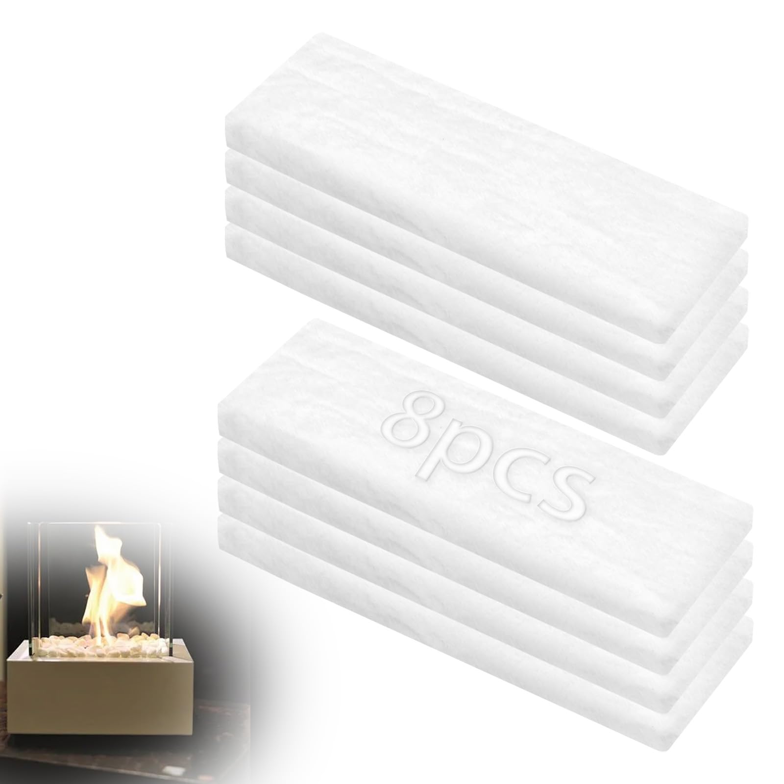 KINETOX Ceramic Wool Sponge 8pcs Ceramic Wool for Bioethanol 30x10x2.5cm Bioethanol Burner Wools Bioethanols Fireplace Firebox Safety Extend Fire Life