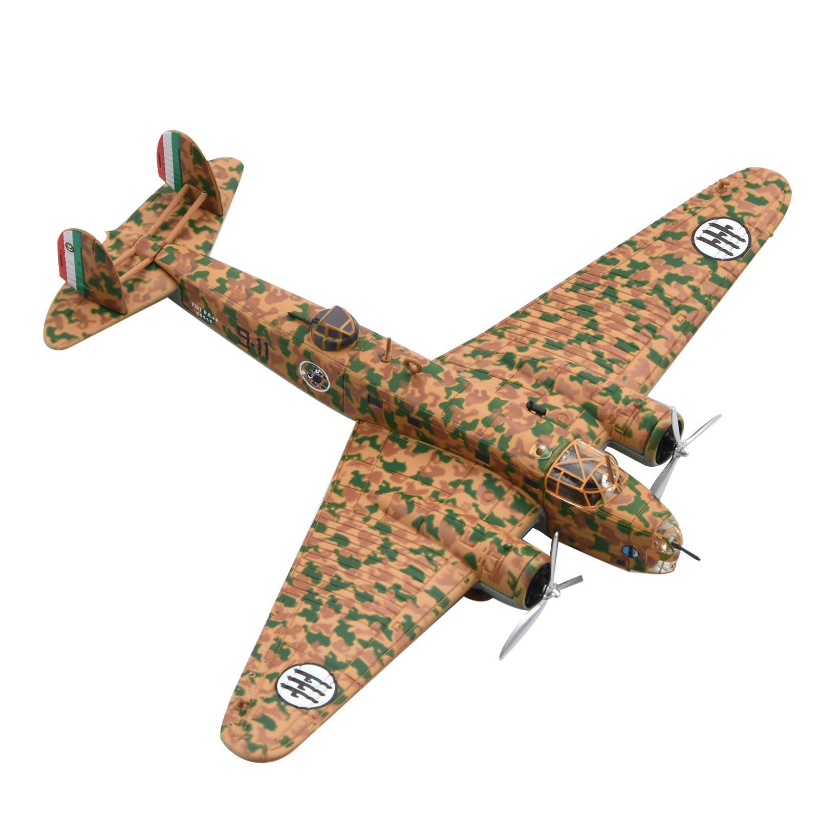 DAGIJIRD Modelo de avión de aleación de simulación 1:144, aleación de la Segunda Guerra Mundial de la Fuerza Aérea Italiana BR.20 Cicogna Cigüeña Bombardero Modelo