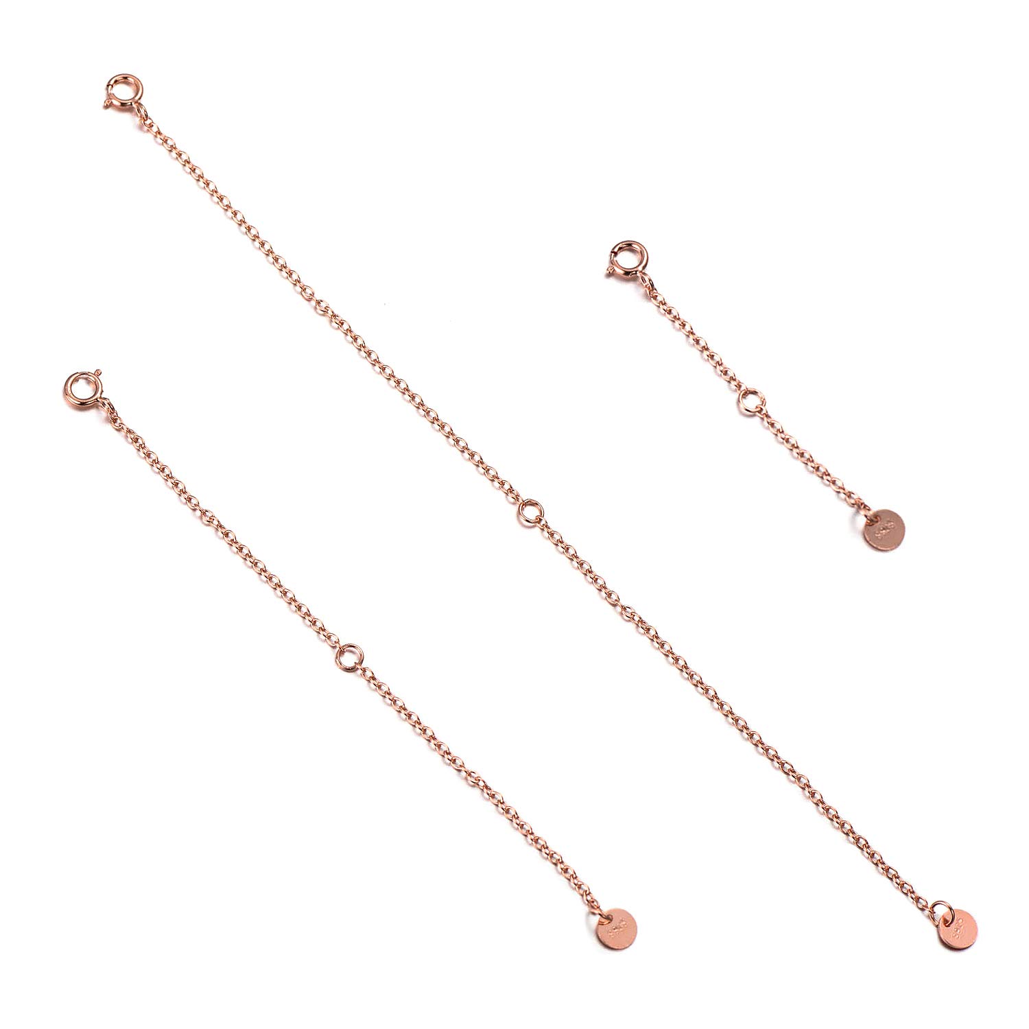 LONAGO 3 STÜCKE 925 Sterling Silber Halskette Extender Kette Armband Extender für Schmuckherstellung