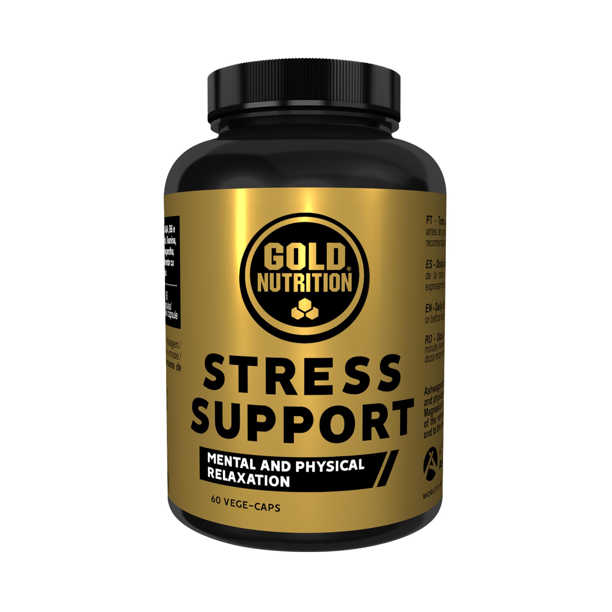 Gold Nutrition Stress Support, Suplemento para Relajación Mental y Física, 60 Cápsulas Vegetales