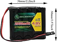 Vista 2 de NiMh Receiver RX - Batería recargable de 4.8 V 2000 mAh con conector Hitec para receptores RC, aviones RC y más (paquete de 1)