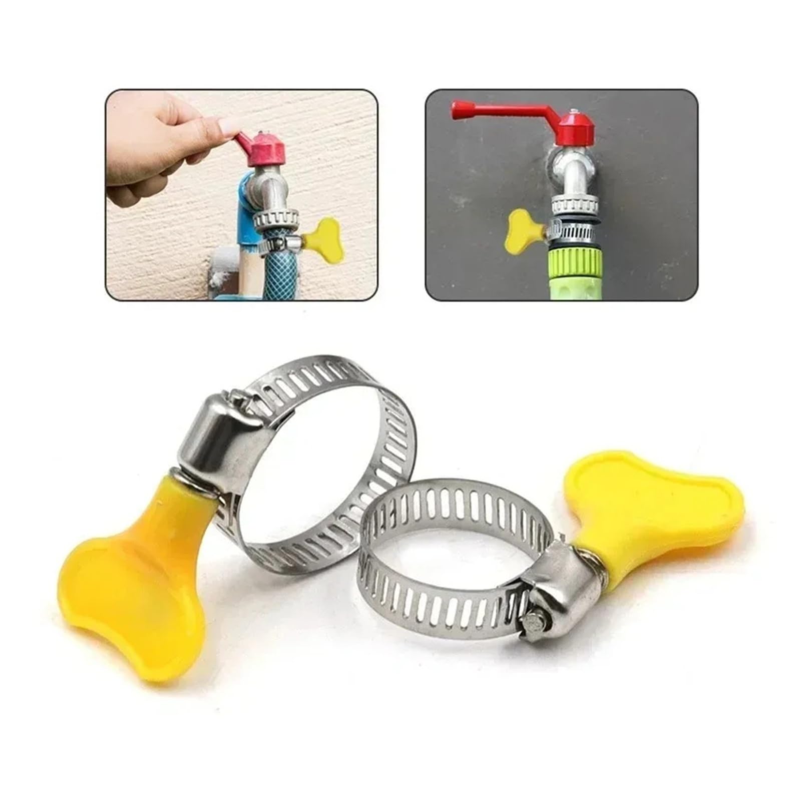 10 pezzi 16-25mm regolabile giallo manico in plastica torsione manuale fascette stringitubo guida a vite senza fine fascette for tubi in acciaio inossidabile for tubo