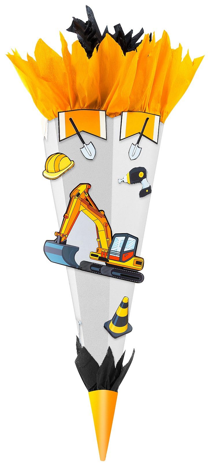 goldbuch 97 722 Craft Set Excavator 3D Sugar Cone Approx. 70 cm School Cone for Crafts and Designing, Gift Bag for Boys and Girls, Made of Cardboard, for School and First Day at School