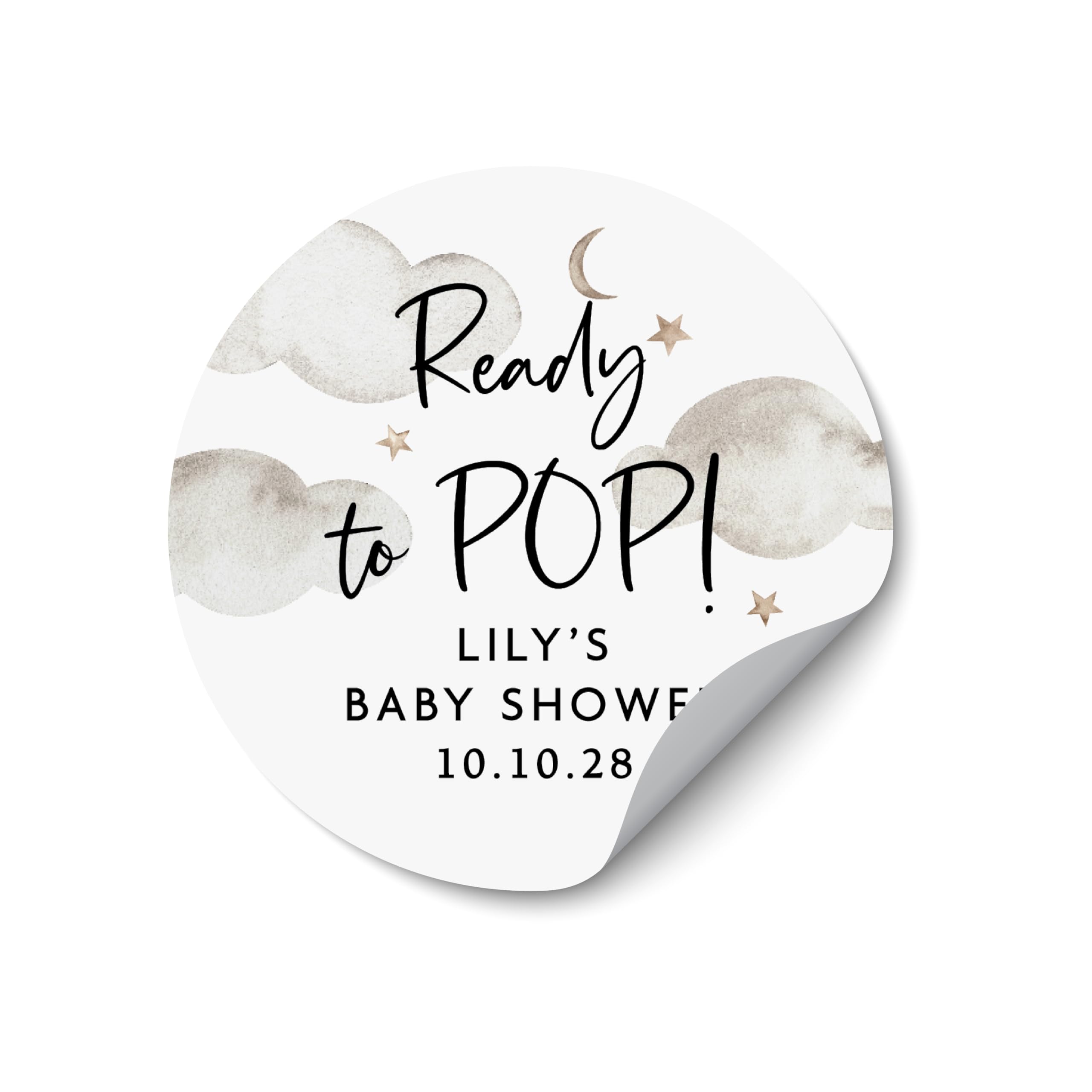 Shower Thank You Stickers, Baby Themed Party Stickers, Printed Baby Shower Labels, Shower Invite Seal Stickers, Moon and Stars Stickers - BS05