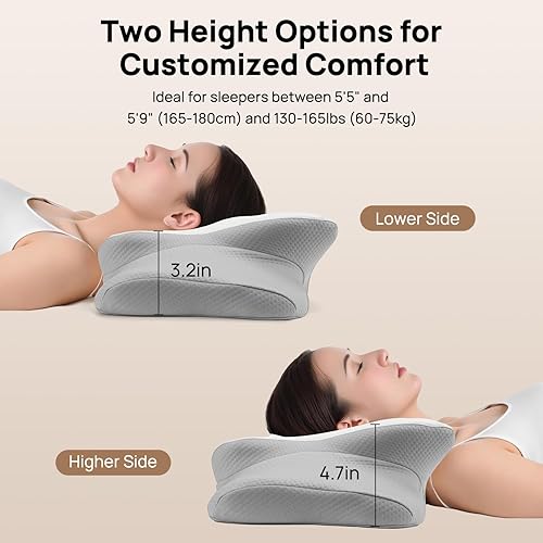 Miniatura 3 de Feagar Almohada cervical para aliviar el dolor de cuello, almohadas ortopédicas de espuma viscoelástica con contorno y cubierta de enfriamiento, 2