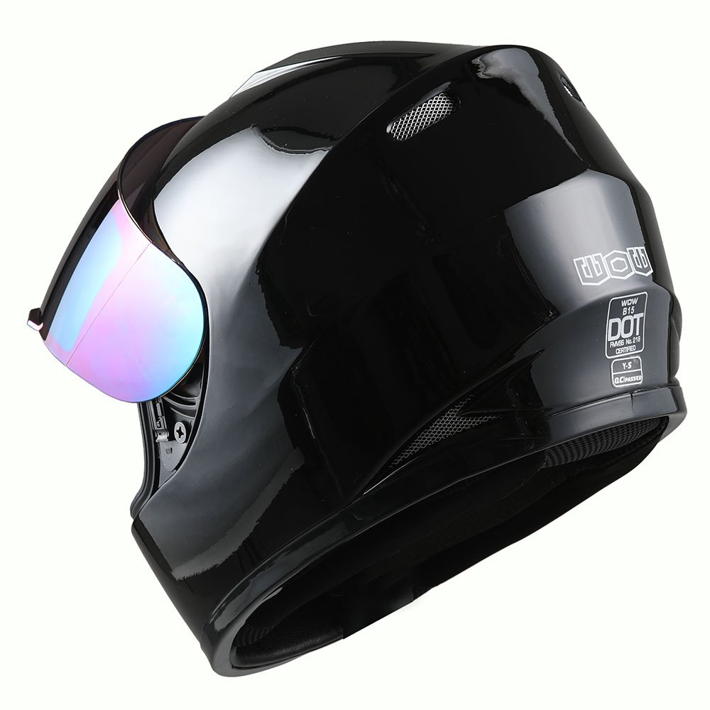 WOW Youth Motorcycle Full Face Helmet Street Bike BMX MX Kids Glossy Black + MX Skeleton Glove Bundle : Automotive