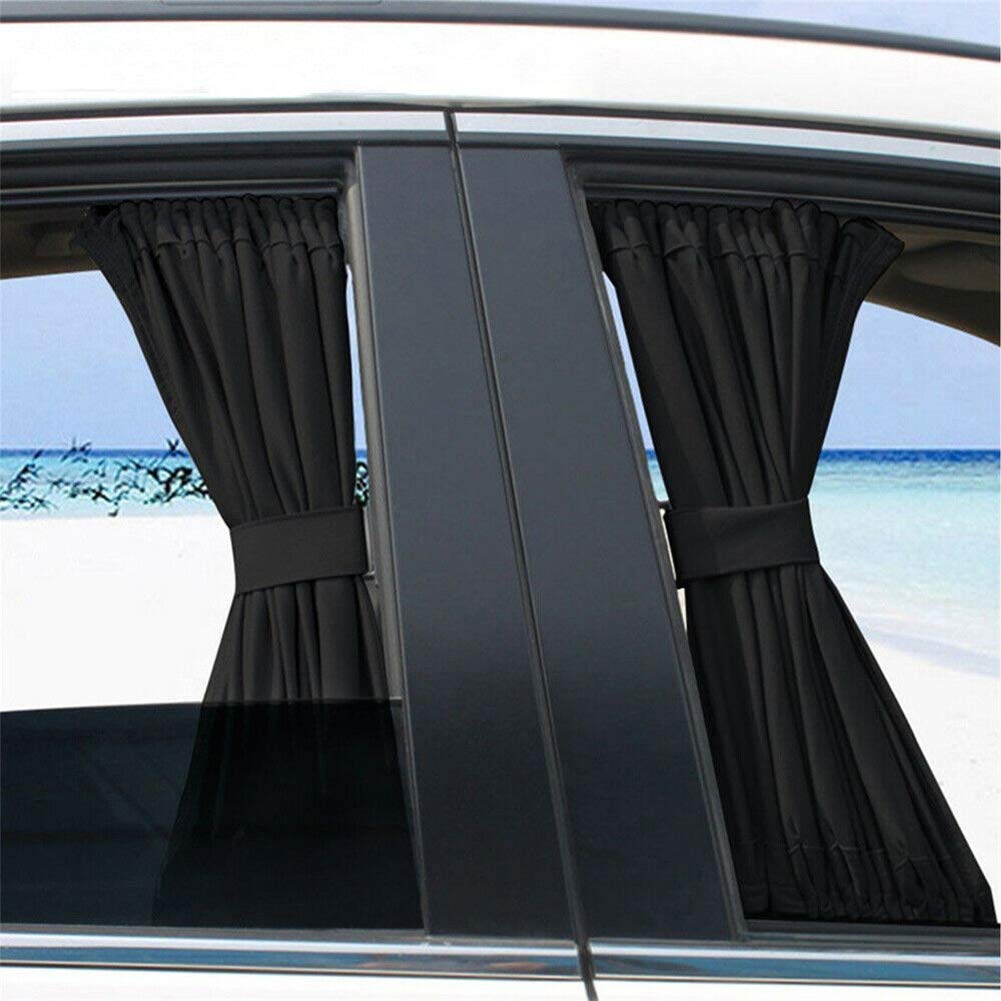 GreceYou 2pcs Car Side Window Curtains, Breathable Mesh Car Window Sunshades Privacy Curtains, Sun and UV Protection, Slidable Retractable Window Shades for Baby (Black)