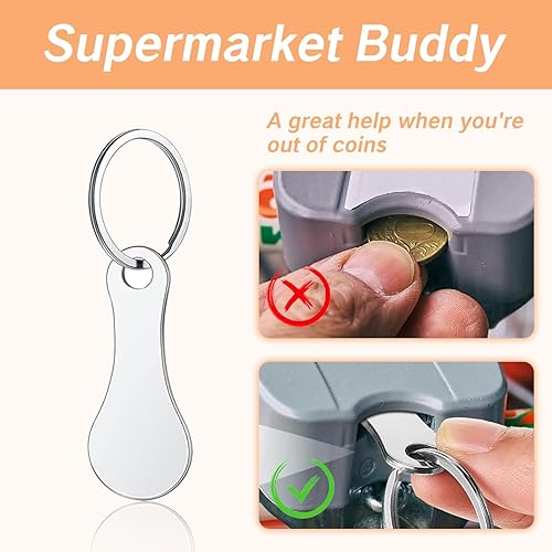 Miniatura 5 de 6 piezas de carrito de compras, llavero de moneda, llavero plateado, mini aleación de aluminio, llavero de carrito de compras, fichas de carrito de