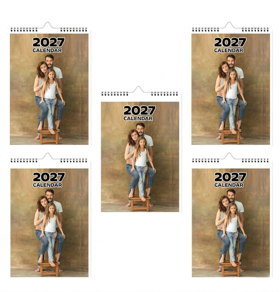 Personalised 2027 Photo Calendar | A4 Wall Planner | Personalise with your own Photos | Wirebound Office, Corporate & Home Gift. (5 x)