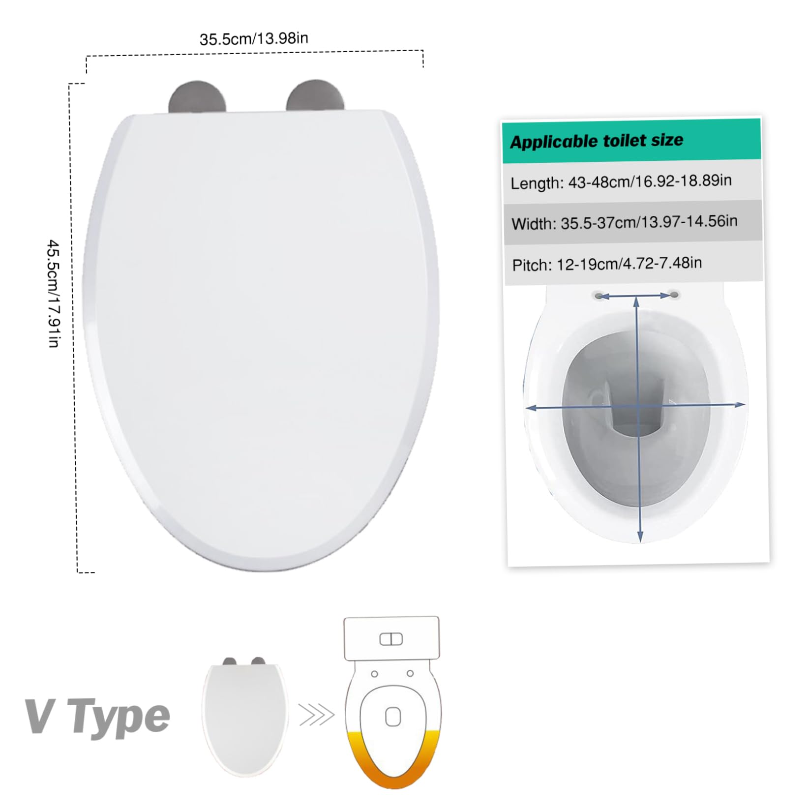 Familien-Toilettensitz, 2-in-1-Toilettensitz mit abnehmbarem integriertem Kinder-V-förmigem Sitz, Absenkautomatik für Kleinkinder und Erwachsene, Kinder